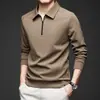 Sudadera con media cremallera para hombre transfronteriza, nueva camiseta de manga larga primavera/otoño 2025, top tipo polo liso con cuello