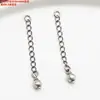 Cadena de Extensión de Plata de Ley con Cadena Plana Retorcida de Pez Pequeño con Cadena Retro Vieja DIY Hecha a Mano Cadena de Acabado con Cuentas