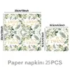Nuevo juego de platos de papel desechables, vasos de papel y servilletas de papel con tema de hoja de eucalipto para bautizo de bebé de Amazon, junto con un mantel de fiesta, para decoración