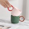 Caneca Cerâmica Cor Personalizada Cor Sólida Estampada Listras Verticais Alça Circular Café Café da Manhã Leite Empilhável Liling