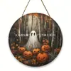Bestseller de Amazon Calavera Fantasma Telaraña Cartel de Madera para Puerta Decoración del Hogar Adorno Colgante