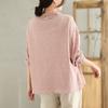 Camisa de Manga Larga Bordada con Cuello de Muñeca Doble Capa Vintage para Mujer, Corte Holgado, 100% Algodón, Estilo Hong Kong, Edición Primavera