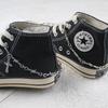 Estilo Europeo y Americano Punk Fresco Cadena Cruzada de Espina y Llama Cadena para Zapatos Accesorios para Botas de Combate Zapatos de Lona Cadena