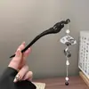 Horquilla Antigua de Sándalo y Loto para Mujer, Horquilla China con Borla, Accesorios de Horquilla Diarios Simples y de Alta Gama
