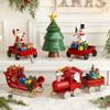 Decoración Navideña Luminosa de Hierro con Adornos de Luz Trineo Carro Alce Regalo para Niños Carrito Decoraciones de Escritorio