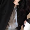 Blogger de Corea del Sur Mismo collar con colgante color vino tinto para mujer cadena larga de lana plateada con forma de gota de agua accesorios de alta gama
