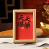Porta-Retrato de Mesa Estilo Chinês com Ornato de Caligrafia Auspiciosa para Mesa de Escritório Pequeno Lingote de Ouro Decoração de Riqueza