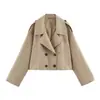 Cross AliExpress 2026 Chegada Nova Primavera Roupas Femininas Cor Sólida Moda Jaqueta Curta de Botão Duplo Casaco 3046270