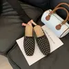 Zapatos de Moda Tejidos de Estilo Perezoso, sin Cordones, Punta Cerrada, Medias Mulas para Mujer 2026 Planos, Huecos, Transpirables, de Verano