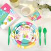 Mm046 Fiesta de Primavera Pascua Fiesta Banner 8 Personas Plato de Papel de 4 Piezas Vaso de Papel de Seda