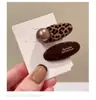Pinza para el Cabello Color Chocolate con Estampado de Leopardo Estilo Coreano, Pinza Lateral para Flequillo Versión Coreana, Aspecto Elegante y de Alta Gama, Pasador