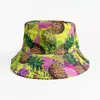 Sombrero de Pescador Digital Reversible, Sombrero de Sol con Protección Solar para Hombres y Mujeres, Sombrero de Cubo para Exteriores con Estampado de Piña, Nuevo Estilo de Verano