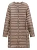 Chaqueta de plumas ligera transfronteriza para mujer, talla grande, de longitud media, nuevo estilo de moda de invierno 2026, cuello redondo, abrigo con forro interior cálido, moderno