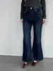 Pantalones Largos Jiang Chi Ajustados~Estilo Coreano Elegantes Jeans de Cintura Alta Versátiles Adelgazantes Elásticos de Pierna Ancha 5930