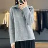 Suéter con Media Cremallera para Mujer 2026 Nuevo Modelo Auténtico 100% Lana Top de Cuello Alto Medio Camisa Base de Punto de Lana Gruesa