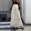 Aceitar Somente Pedidos: Estilo Suave, Reversível, Elegante Saia Midi com Renda Vazada para Mulheres, Saia de Outono de Cintura Alta de Comprimento Médio