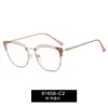 81658 En Stock Venta al por mayor Gafas Metálicas Anti Luz Azul, Moderno Marco Redondo Gafas con Carcasa Brillante para Mujer, Exclusivamente para Ventas Transfronterizas