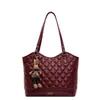 Bolsa Tote Grande Simples para Uso Diário e Comutação, Nova para Outono de 2026, Bolsa de Ombro Casual com Padrão de Diamante para Mulheres