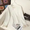 Camisa base para combinar con un chaleco estilo chino, top interior de jacquard de acetato, nueva blusa bordada abotonada estilo chino para mujer de primavera y otoño