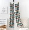 Calças de pijama de seda de algodão feminino verão rayon fino calças retas plus size calças de ar condicionado doméstico Calças de proteção solar de praia de celebridades da Internet