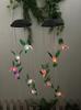 Lámpara colgante de luz solar para exteriores con forma de carillón de viento, para patio, jardín, villa, decoración LED, colibrí, mariposa, paisaje