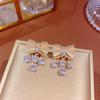 Super fada Francês doce arco diamante borla brincos menina elegante zircão de alta- série brincos de moda requintado