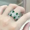 Livro Vermelho pequeno joias de alta qualidade celebridade da internet mesmo estilo Diamante Vermelho Diamante Azul Diamante Verde luxo anel cravejado metade do braço cravejado zircônia anel de casamento