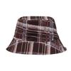Chapéu de Pescador Simples Elegante Verão Nova Chegada Listrado Xadrez Estampado Viagem Versátil Proteção Solar Chapéu Balde Aba Larga Mostrando Rosto Pequeno