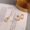 Pendientes de oro de 18 quilates con cadena de clavícula y collar cuadrado geométrico de estilo francés Marka