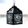 Telaraña de Halloween Pantalla de Lámpara de Velas Electrónicas Calada Tela de Gasa Negra con Caja de Papel y Linterna Colgante de Papel Translúcido