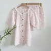 Pijama de algodón 100% Clase A para mujer, pijama de gasa de doble capa para verano, estilo hogareño de dibujos animados, manga corta y shorts, se puede usar afuera