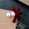 Pasador de Pelo con Lazo de Terciopelo Estilo Coreano Perla Pasador de Lado Pinza para Flequillo Camelia Estilo Hepburn Accesorios para el Cabello para Mujeres