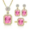 Transmisión en Vivo de Influencer Venta Caliente Collar de Ocho Corazones Ocho Flechas con Piedras de Colores y Diamantes Completos Conjunto de Pendientes y Anillo con Colgante de Cubo de Azúcar para Mujer de Gama Alta