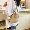 Bolso de Cubo Tejido de Moda para Llevar en la Mano para Mujer 2024 Nuevo Verano Bolso de Hombro Simple Casual Bolso Cruzado de Alta Gama
