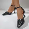Novedad Primavera 2026 Zapatos de Tacón Alto con Punta para Mujer con Correa con Hebilla de Perla, Sandalias de Tacón Alto de Moda para Comercio Exterior