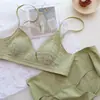 Sutiã de renda bubble souffle francês ultrafino para meninas com copas de orelha de coelho sem aro para seios grandes e pequenos
