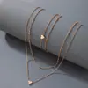 Elegante Novo Conjunto de Joias Transfronteiriço Europeu e Americano Coração Geométrico Simples Pulseira de Múltiplas Camadas Colar Conjunto de Duas Peças para Mulheres