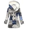 Estilo europeu e americano cross-border venda quente 2023 novo trench coat feminino inverno engrossado 3D xadrez impresso casaco com capuz atacado