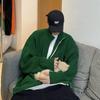 Suéter Chaqueta Verde de Moda con Cremallera Cuello Vertical para Hombre Suéter con Cremallera para Hombre Otoño e Invierno High Street Suelto Versión Grande