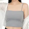Camisola de Seda Helada Fina de Verano para Mujer, Ropa de Abrigo de Moda con Almohadillas en el Pecho, Ropa Interior tipo Tubo, Camiseta Base Sexy Corta