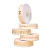 Fita de Gaze Inglesa com Carimbo Dourado de Neve para Decoração de Bolo de Aniversário com Laço de Fita para Amarrar Buquê de Presente Floral