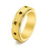 Anillo giratorio esmerilado con estrellas huecas simples de Amazon, de acero inoxidable, para hombres y mujeres, pequeñas joyas de oro fresco.