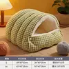 Cama Popular de Gato Quente de Inverno, Semifechada, Removível e Lavável, Adequada para Todas as Estações, Cama para Gato e Cachorro, Casa de Gato, Tapete Cama Caverna para Filhote