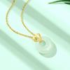 Collar con Forma de Corazón de Jade de Rueda de la Fortuna y Campo para Mujer Plata de Ley S925 Lujo Accesible Nicho Gama Alta Decoración de Cadena para Clavícula con Corazón