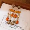 Pendientes de Borla Cuadrados de Cristal Aguja de Plata, Pendientes de Botón de Moda Retro Simple Maillard, Pendientes de Lujo Ligero de Gama Alta