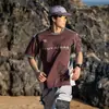 Camiseta Esportiva Nasa Outdoor com Costura de Cor Contrastante Manga Curta Masculina de Verão Fina Tendência Marca Solta Fresca Secagem Rápida