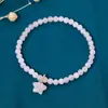 Amazon Pulsera de cuentas redondas de cristal natural de 4 mm con forma de estrella pulsera de cuerda elástica de piedra en bruto accesorios para pulseras de niña venta al por mayor