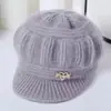 Moda de Invierno para Personas Mayores, Gorro de Lana Tejido Grueso Cálido con Terciopelo para Abuela, Gorro para Mamá de Mediana Edad y Personas Mayores