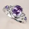 Anel Princesa Roxo Novo Modelo Mais Vendido com Cravação, Anel Envolvente Oval Estilo Europeu e Americano, Venda por Atacado do Fabricante da Fonte