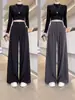 Pantalones de traje negros para mujer, nuevo estilo de otoño 2026, pantalones rectos de alta gama con caída, pantalones anchos holgados para mujeres petite